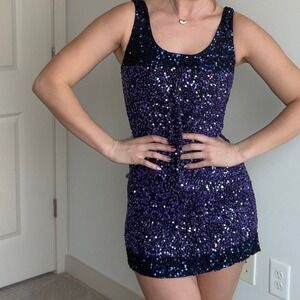Vintage Y2K French‎ Connection Purple Sequin Mini Dress